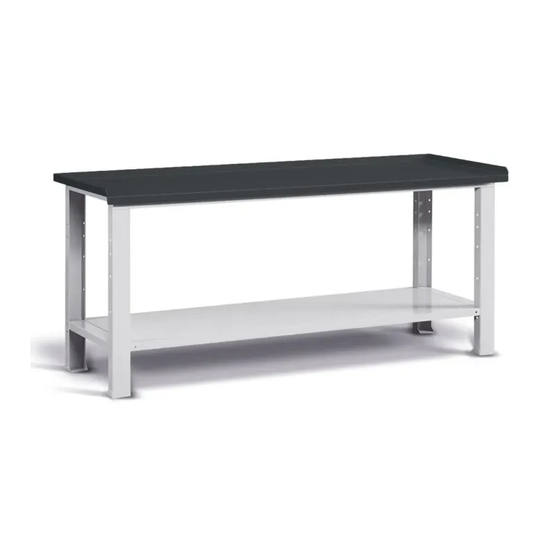 Banco da lavoro work con piano in acciaio, 200CM
