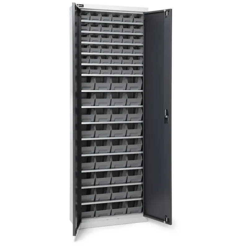 Armadio portacontenitori a battente, 14 piani e 72 contenitori Picking Box Air mis. 1/2, H 1996 mm, grigio chiaro e antracite