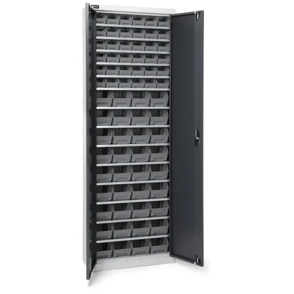 Armadio portacontenitori a battente, 14 piani e 72 contenitori Picking Box Air mis. 1/2, H 1996 mm, grigio chiaro e antracite